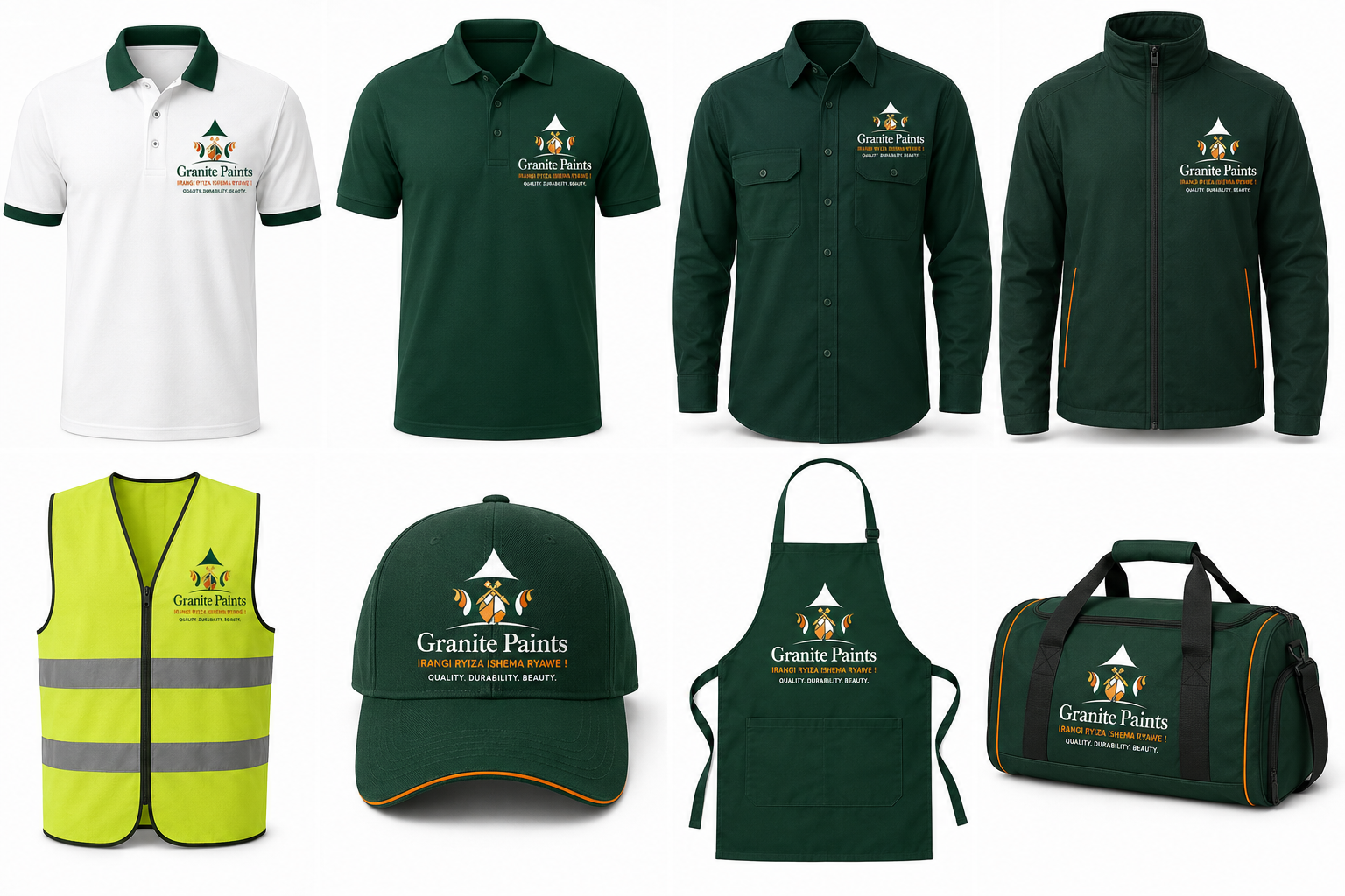 Granite Paints branded uniforms and clothing